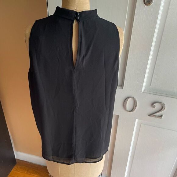 MAETTE | black sleeveless polyester keyhole back blouse M - Picture 5 of 9
